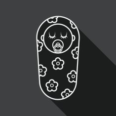 baby flat icon with long shadow line N5
