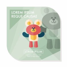 teddy bear flat icon with long shadow eps10 N6