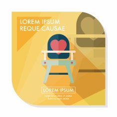 baby high chair flat icon with long shadow eps10 N6