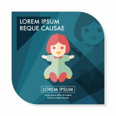 girl doll toy flat icon with long shadow eps 10 N17