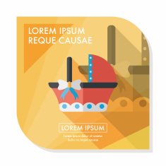 baby cradle bed flat icon with long shadow eps10 N15