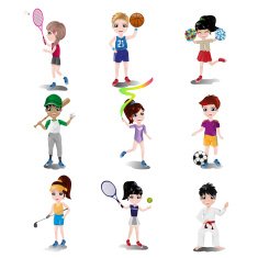 Kids exercising and playing different sports N2