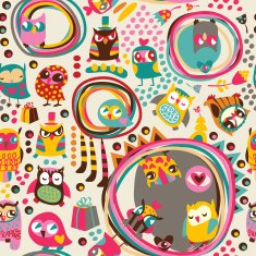 Owl seamless background Hand drawn vector illustration N2