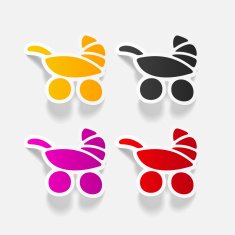 realistic design element baby buggy N8