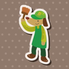 animal dog worker cartoon theme elements N17