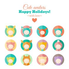 Vector set of holiday carnival avatars