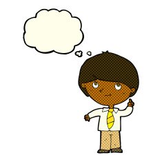 cartoon boy with idea thought bubble N5