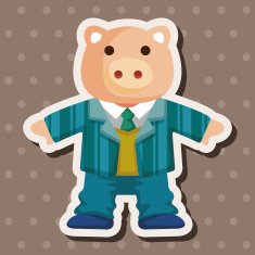 animal pig worker cartoon theme elements N17