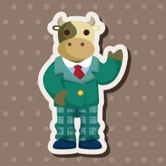 animal cow worker cartoon theme elements N3