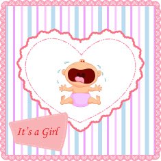 Cartoon baby girl crying card