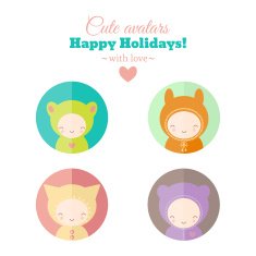 Vector set of holiday carnival avatars N2