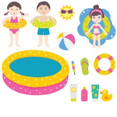 Kids and children ready for the swimming pool