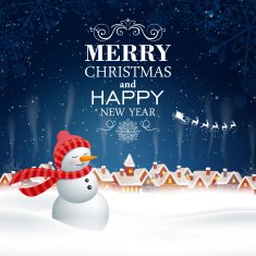 Vector Christmas Design with Snowman N2