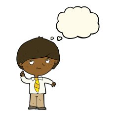 cartoon boy with idea thought bubble N6