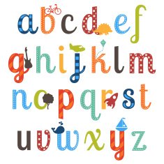 Cute Boy Themed Alphabet Vector Set N2