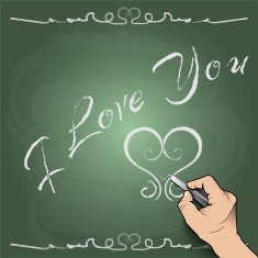 I love you draws a heart on the board