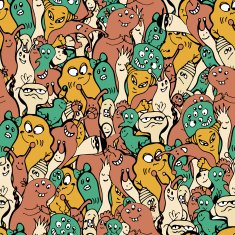 Monsters seamless background