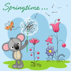 Cute Koala with dandelion