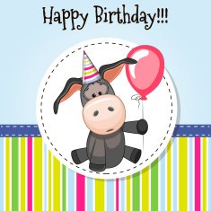 Donkey with balloon