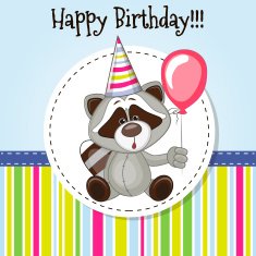Raccoon with balloon