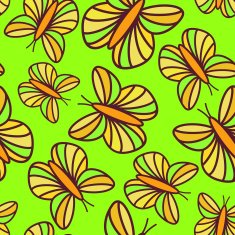 Joyful bright green seamless pattern with floating butterflies