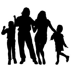 Vector silhouette of a family N22