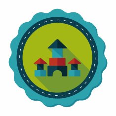 brick house flat icon with long shadow N23