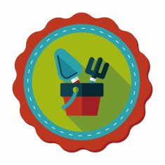 Shovel and bucket toys flat icon with long shadow eps10 N7