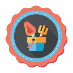 Shovel and bucket toys flat icon with long shadow eps10 N8