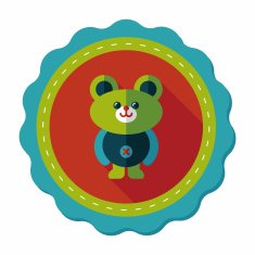 teddy bear flat icon with long shadow N16