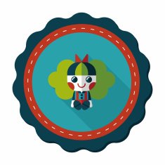 girl doll toy flat icon with long shadow eps 10 N19