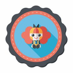 girl doll toy flat icon with long shadow eps 10 N20