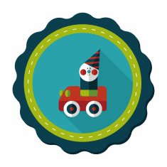 toy car flat icon with long shadow N14