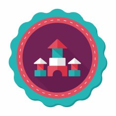 brick house flat icon with long shadow N25