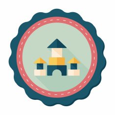 brick house flat icon with long shadow N26