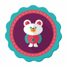 teddy bear flat icon with long shadow N17