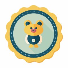 teddy bear flat icon with long shadow N18