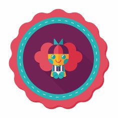 girl doll toy flat icon with long shadow eps 10 N21