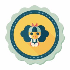 girl doll toy flat icon with long shadow eps 10 N22