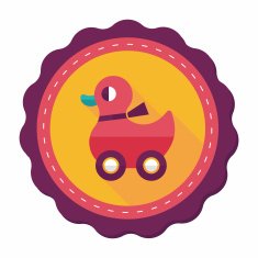 duck toy flat icon with long shadow eps10 N7