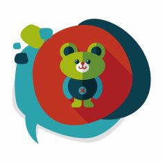 teddy bear flat icon with long shadow N19