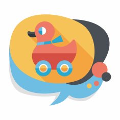 duck toy flat icon with long shadow eps10 N9