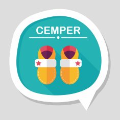 baby booties flat icon with long shadow N15