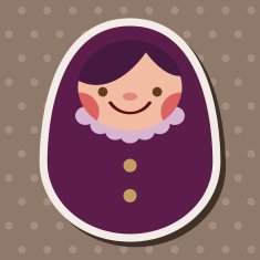 Matryoshka Russian traditional wooden doll vector pattern fl N28