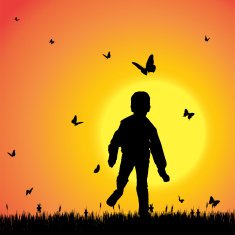 Vector silhouette of a boy N34
