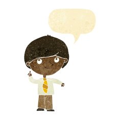 cartoon boy with idea speech bubble