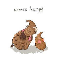Cute cartoon card with mammoth Vector illustration N5