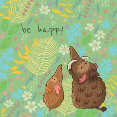Cartoon vector floral card with mammoth N6