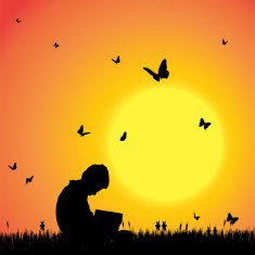 Vector silhouette of a boy N37