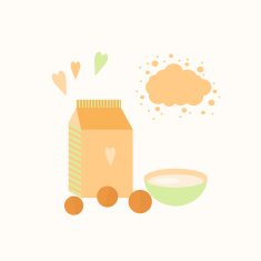 Vector illustration with yoghurt and oranges on a table